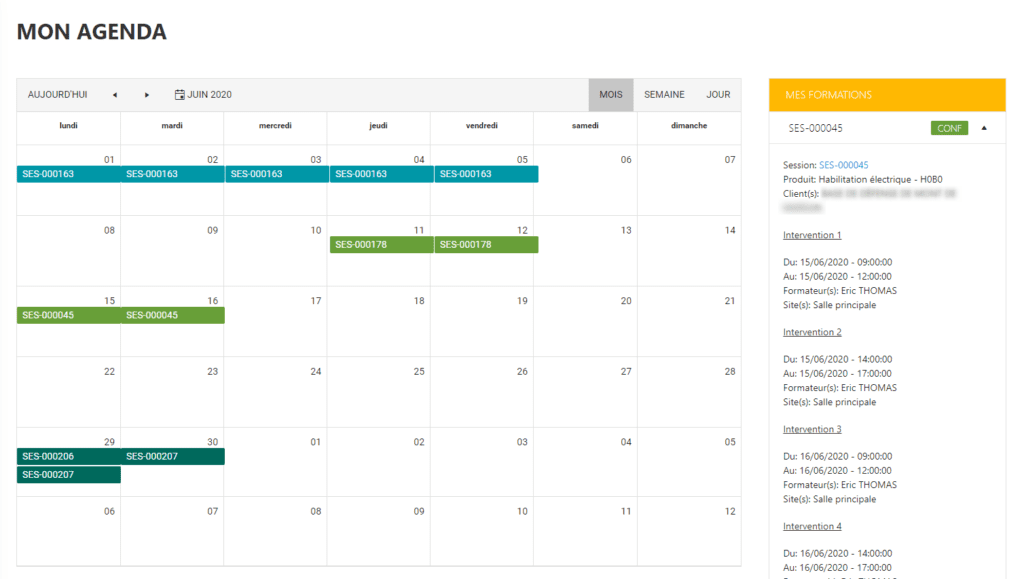 Mise à jour automatique du planning de l'intervenant